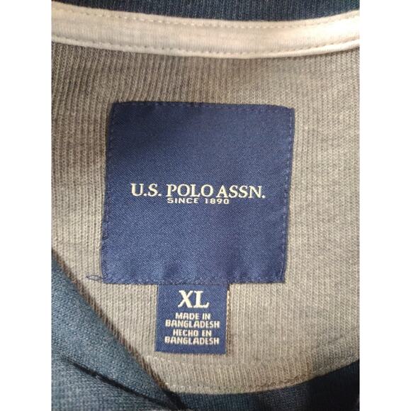 U.S. Polo ASSN. 1/4 Zip Dark Navy Blue Knit Sweater XL Cotton Poly Blend - Picture 3 of 10